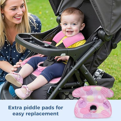 COOLBEBE Piddle Pads Car Seat Protector for Potty Training, 2 Pack Dry Waterproof Car Seat Liner Toilet Training & Strap Covers for Baby Toddler Kid, Car Seat Pad Cover for Strollers, Carseat (Pink)