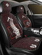 Wood Beaded Car Seat Cover Massaging Breathable Cooling Wine Red Real Wood Bead Cushion Universal Fit for Sedan, SUV & Truck. The Ergonomic Lumbar Support Can Relieve Painful from Long Trips