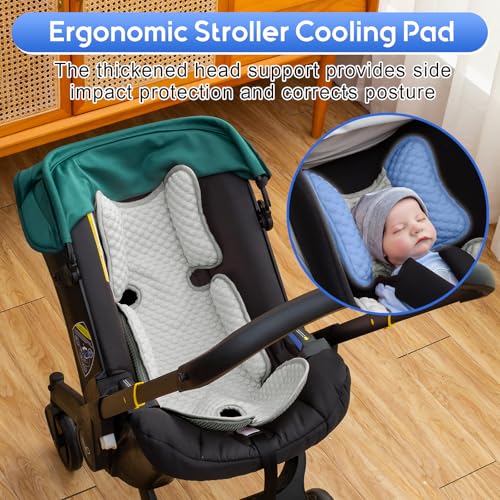 Car Seat Cooling Pad for Baby, Mink Dot Car Seat Cooler Mat for Girls Boys, Stroller Cooling Pad with 3D Breathable Mesh, Multifunctional Infant Carseat Cooling Insert Liner for Summer - color: Gray