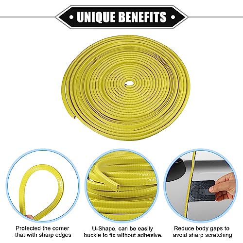 Car Door Edge Guard, 32.8ft U Shape Rubber Edge Trim Seal Strip Protector Universal for Car Truck ATV Boat Multifunctional No Glue PVC Iron Yellow - color: Yellow