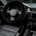Fluffy Steering Wheel Cover 3PCS Set – Plush Fuzzy Fur Steering Wheel Cover with Gear Shift Cover & Handbrake Cover, Winter Warm Car Accessories, Car Interior Accessories for Women (Black)