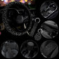 10 Pieces Leopard Print Car Steering Wheel Cover Center Console Armrest Pad Headrest Seat Belt Cover Handbrake Cover Keychain Coaster Full Set Car SUV(Leopard Print) - color: Leopard Print