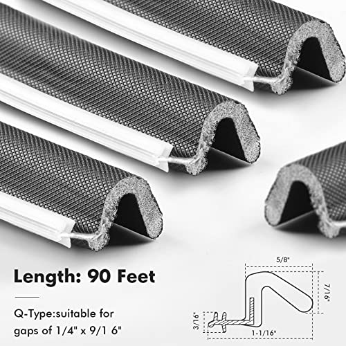 BBTO Weather Stripping Door Seal Exterior Weather Strip for Window V-Shaped Foam Kerf Garage Door Gap Blocker Soundproof Home Improvement Easy to Install(90 Feet,Black) - color: Black, size: 90 Feet
