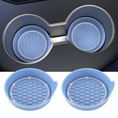Car Cup Coaster Universal Non-Slip Cup Holders Bling Crystal Rhinestone Car Interior Accessories 2 Pack Gray Blue - color: Gray Blue, size: 2 Pack