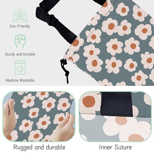 Groovy Flowers Car Garbage Bag,Daisy Waterproof Small Car Trash Bag Hanging Back of Seat,Drawstring Hanging Car Trash Bag with Adjustable Buckle for Car Accessories - color: Groovy Flowers
