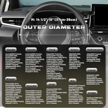 SEG Direct Steering Wheel Cover 14.5-15 inch (37-39 cm) Medium Size, Microfiber Leather, Non-Slip Comfortable Grip, Fits Cars Trucks SUVs, Beige - color: Beige, size: Standard size[14 1/2''-15'']