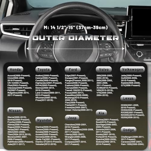 SEG Direct Steering Wheel Cover 14.5-15 inch (37-39 cm) Medium Size, Microfiber Leather, Non-Slip Comfortable Grip, Fits Cars Trucks SUVs, Beige - color: Beige, size: Standard size[14 1/2''-15'']