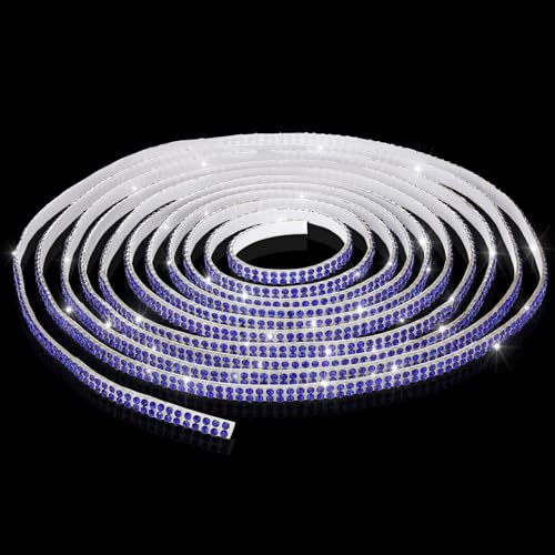 Kingdder 16.4 ft Bling Car Trim Self Adhesive Bling Car Accessories for Women Rhinestone Strip Glitter Diamond Sticker DIY Line Molding Dashboard Decal Shiny Auto Stuff for Interior Exterior Decor - color: Blue, size: 16.4 ft