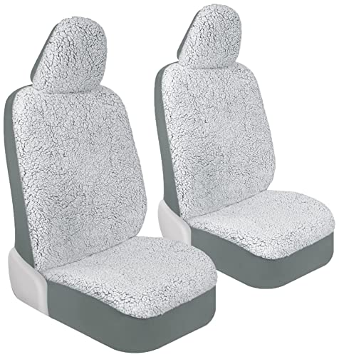 Carbella Plush Sherpa Fleece, 2 Pack Gray Seat Cover for Cars with Soft Cushioned Touch, Cute Automotive Interior Protector for Trucks Van SUV - color: Gray Fleece 2 piece