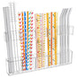 9.5” Large Acrylic Straw Holder for Cabinet Door-Reusable Tumbler Straw Organizer with Ultra Sticky Adhesive Tape ,Plastic Kitchen Accessories Container for Inside Cupboard Door (Transparent)