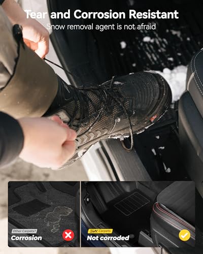 3W Floor Mats with First Row Carpets for Toyota Tacoma 2016-2023, TPE Floor Liner Thickened Carpet with Safety Locks and Driver Heel Pad fit Tacoma Cars Accessory(Only for Double Cab and Automatic) - size: 6. Tacoma|16-23|Floor Mats&First Row Carpet