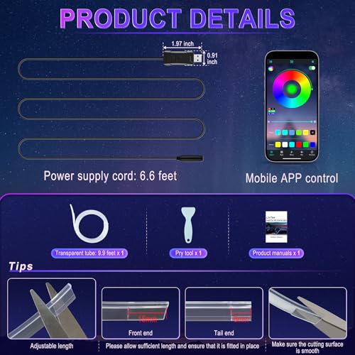 Smart Car LED Interior Lights with USB Port, LED Strip Fiber Optic Lights, Wireless App Control, Sync to Music, Car Accessories Gifts for Women and Men - size: 1 in 1- App Control