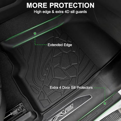 Floor Mats for 2019-2026 Chevy Silverado/GMC Sierra 1500 & 2020-2026 Silverado/Sierra 2500HD/3500HD, Crew Cab Bucket Seat Only (Without Rear Underseat Storage Box), TPE All Weather Durable Mats - size: 2019-2026 | For Chevy Silverado/GMC Sierra