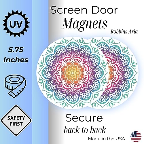 Screen Door Magnets Double Sided – Keep People, Kids, and Dogs from Running into a Screen Door. Saver - Robbins Aria Mandala - color: Multicolor Mandala