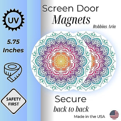 Screen Door Magnets Double Sided – Keep People, Kids, and Dogs from Running into a Screen Door. Saver - Robbins Aria Mandala - color: Multicolor Mandala
