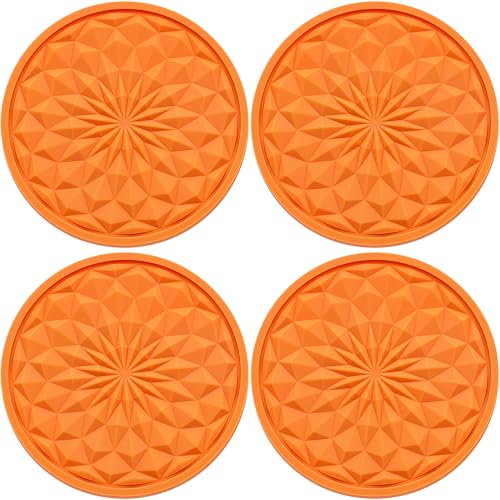 4 Pack Silicone Car Cup Holder Coaster – 2.75 Inch Non-Slip Drink Mat, Universal Fit for Most Vehicles – Cute & Functional Auto Accessories (Orange) - color: Orange, size: 4 pcs