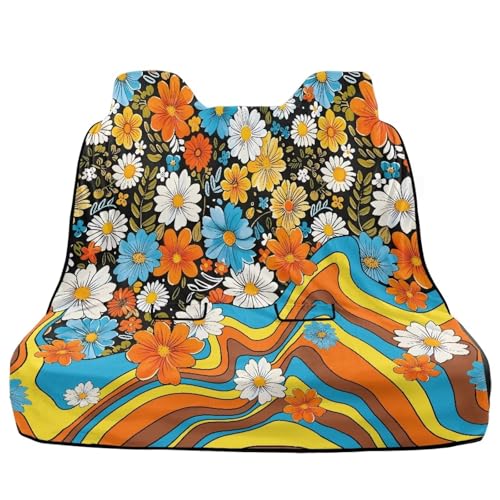 Hippie Daisy Swirl Print Back Seat Cover, Waterproof Bench Rear Seat Cover Universal Car Seat Cover Automotive Interior Covers for Sedans SUVs Vans Trucks - color: Hippie Daisy Swirl