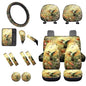 16 Pieces Car Seat Cover Sets for Women, Hummingbird Flower Print Car Front Rear Seat Cover Steering Wheel Cover Seat Belt Pads Arm Rest Cover Coaster, Universal Fit Car Interior Accessories - color: Yellow and Green - Hummingbird Flower