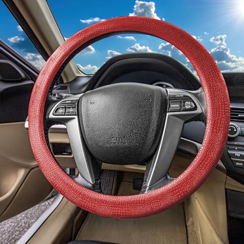 FH Group Universal Fit Silicone Snake Pattern with Massaging Grip Steering Wheel Cover fits most Cars, SUVs, Trucks, and Vans Burgundy - color: Burgundy