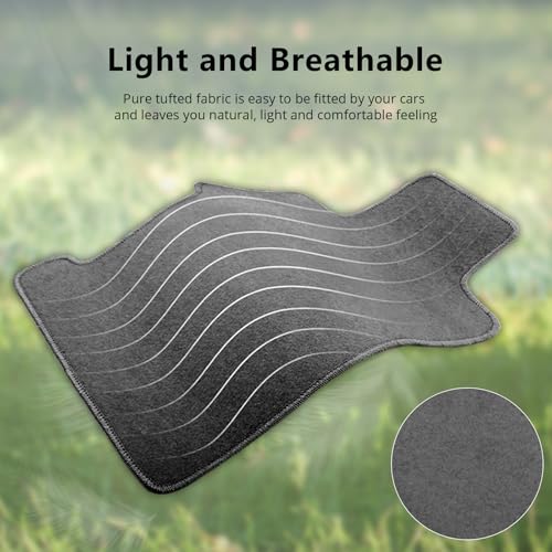 IKON MOTORSPORTS, Custom Fit Floor Mats Compatible with 2021-2026 Kia K5, Gray/Grey Nylon Car Auto Front Rear Carpets Liner 4PC Set Protector, 2022