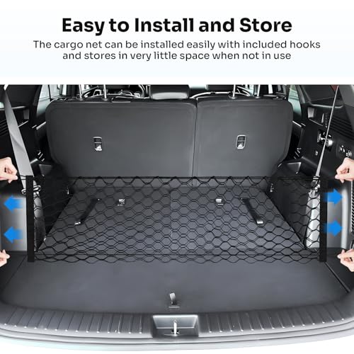 Canvcle Trunk Cargo Net for 2021-2025 2026 Kia Sorento Accessories Envelope Style Mesh Trunk Net Organizer and Storage Stretchable Adjustable Elastic Nylon Rear Cargo Netting with Hooks - style: for Kia Sorento