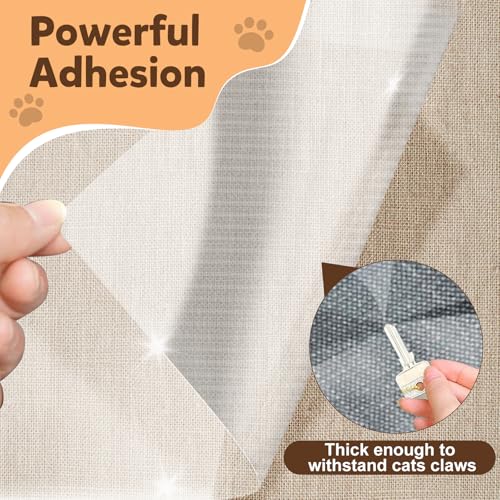 Anti Cat Scratch Furniture Protector, PET Single-Sided Sticky Couch Protector for Cats,100% Transparent Clear Training Self Adhesive Tape for Carpet, Sofa, Couch, Door (160in x12.4in)