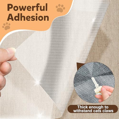 Anti Cat Scratch Furniture Protector, PET Single-Sided Sticky Couch Protector for Cats,100% Transparent Clear Training Self Adhesive Tape for Carpet, Sofa, Couch, Door (160in x12.4in)