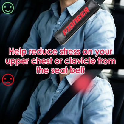 KAELTHAS 2 PCS Car Seat Belt Cover Pad Compatible with Pioneer 520 700 1000 Carbon Fiber Look UTV SSV Seat Belt Cover Strap Pads Cushions Comfortable Driving Interior Accessories