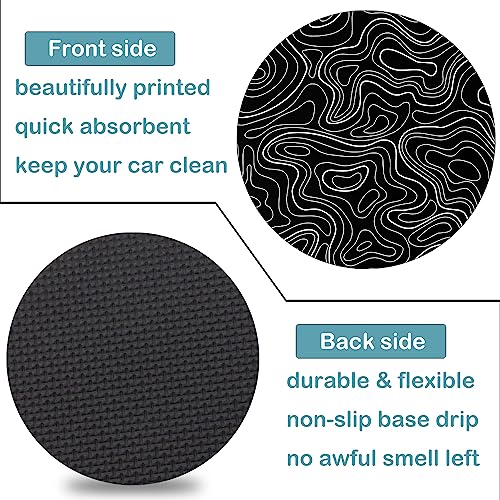 Car Cup Holder Coasters, 2 Pack – 2.75" Universal Auto Anti-Slip Insert Coaster, Rubber Car Coasters, Personalized Car Accessories for Women & Men (Topography) - color: Topography