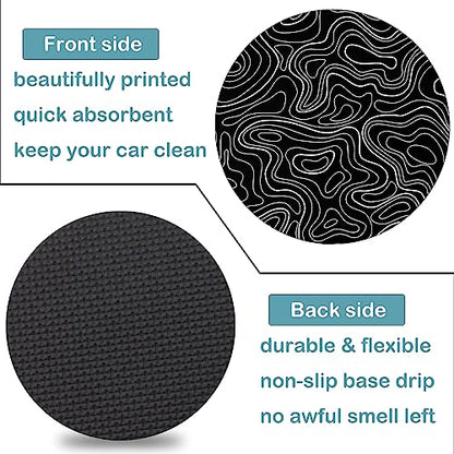 Car Cup Holder Coasters, 2 Pack – 2.75" Universal Auto Anti-Slip Insert Coaster, Rubber Car Coasters, Personalized Car Accessories for Women & Men (Topography) - color: Topography