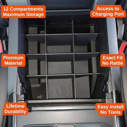 Center Console Organizer for Ford F150 (2021-2026) (Full Console w/Bucket Seats ONLY) - Made in USA - Select 2024-2026 Models - SLX169