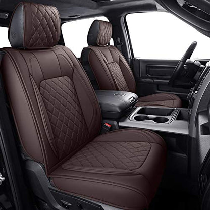 Aierxuan Car Seat Covers for Dodge Ram Custom Fit 2009-2026 1500, 2010-2026 2500/3500 Crew Quad Regular Cab Heavy Duty Truck Pickup Waterproof Leather with Split Bench 40/60(Full Set/Brown) - color: Full Set/Brown