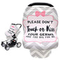 Metplus Car Seat Cover Baby Girl, No Touch Sign Carseat Canopy, Nursing Breastfeeding Covers, Stretchy Universal Fit, Multi-Use for Stroller/Shopping Cart/High Chair, Pink Bow Baby Shower Gift - color: Gray Stripe Kiss