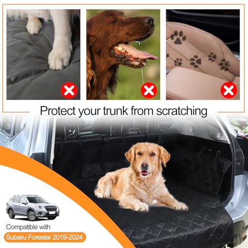 Cargo Liner for Dogs Compatible with Subaru Forester 2019-2024, Pet Dog Trunk Cargo Liner, Waterproof Anti-Dirty Pet Cargo Cover Dog Seat Mat, with Bumper Flap Protector - color: Black
