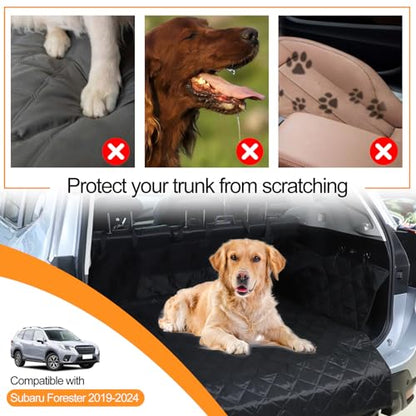 Cargo Liner for Dogs Compatible with Subaru Forester 2019-2024, Pet Dog Trunk Cargo Liner, Waterproof Anti-Dirty Pet Cargo Cover Dog Seat Mat, with Bumper Flap Protector - color: Black
