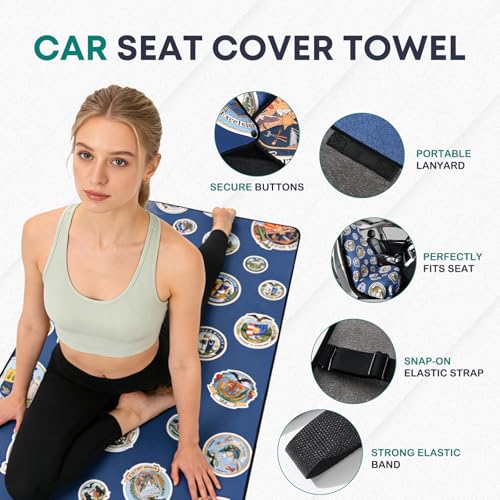 Car Seat Cover Towel, Car Seat Protector Front Seats, Sweat Towel Car Seat Covers for Post Gym Workout, Running, Swimming and Beach, Non-Slip Car Seat Towel Covers Fit for Most Cars Trucks SUV