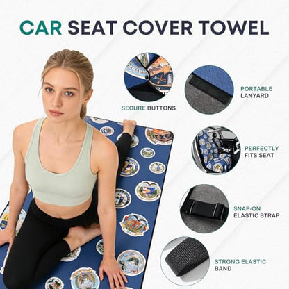 Car Seat Cover Towel, Car Seat Protector Front Seats, Sweat Towel Car Seat Covers for Post Gym Workout, Running, Swimming and Beach, Non-Slip Car Seat Towel Covers Fit for Most Cars Trucks SUV