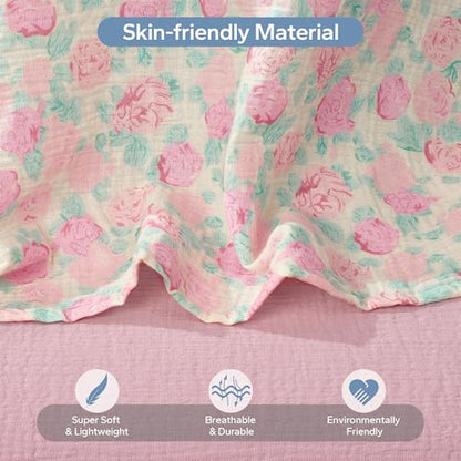 SERAPHY 100% Muslin Cotton Car Seat Cover Baby, 2 Pack Universal Carseat Covers Baby Boy Girl, Breathable Car Seat Canopy, Soft Infant Car Seat Cover for Summer and Winter—2 Pcs Pink&Flowers - color: Pink&Flowers