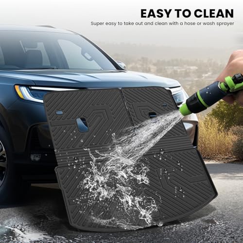 LASFIT Cargo Mat with Backrest Mat for Mazda CX-90 / CX 90 PHEV 2024 2025 2026 (Only Fit 3rd Row 60/40 Split-Bench Seats) TPE Custom Fit All Weather Trunk Liner Waterproof Cargo Tray Accessories - size: CX90 | 2024-2026 | Cargo Liner & Backrest Mat