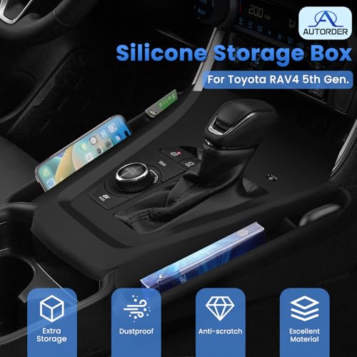 Autorder Silicone Center Console Organizer for 2019-2026 Toyota RAV4 Accessories Seat Gap Storage Box Soft Gear Shift Panel Trim Cover - size: 2019-2026 Toyota RAV4
