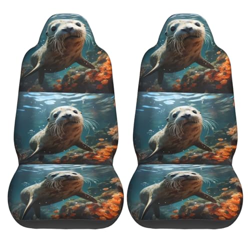 Seat Covers Car Seat Cover Car Seat Protector Waterproof Universal Seal Pup in Water, Black