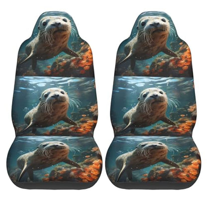 Seat Covers Car Seat Cover Car Seat Protector Waterproof Universal Seal Pup in Water, Black