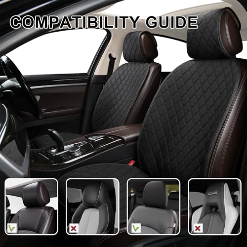 2PCS Linen Front Seat Covers for Cars Sideless Seat Covers Breathable Cloth Fabric Car Seat Protector Universal Fit Most Automotive, SUV, Trucks, Van(Black) - color: LINEN BLACK