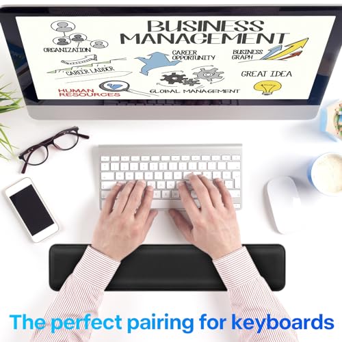 Yolanda Keyboard Wrist Rest/Pad - Cooling Gel - Stitched Edges - Keyboard Accessory,Ergonomic,Black