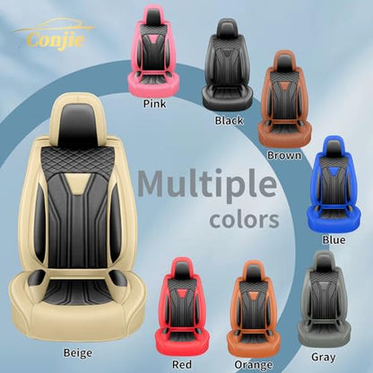 Fit Civic Car Seat Covers Compatible with Honda Civic 2001-2025 2026 -Premium Leather，Waterproof Breathable，All-Weather Seat Cushion Protecto&Airbag Compatible(2 Front Seat Beige&Black) - color: Front Pair 【Beige Black#02】, size: For Honda Civic 2001-2025
