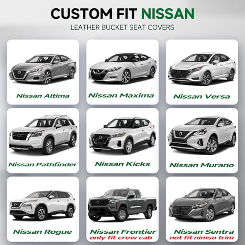 GIANT PANDA Front Seat Covers for Nissan Rogue Altima Sentra Versa Kicks Frontier Murano Pathfinder Maxima,Faux Leather Bucket Seat Cover Fit Nissan Seat Protectors (Beige Diamond) 2-Pack