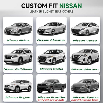 GIANT PANDA Air Cool Mesh Car Seat Cover Custom Fit Nissan Rogue Altima Sentra Versa Kicks Frontier Murano,Breathable Cooling Seat Protector with Leather Back Pannel(Black) - color: Black, size: Fit Nissan（Sedan）
