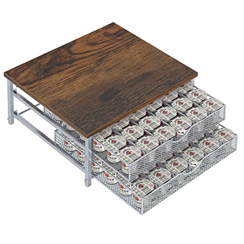 Coffee Pod Holder For Counter, Coffee Pod Drawer for Keurig Pod Storage Drawer Holder, 72 Capacity Pods Storage Organizer for Coffee Pod Storage with Sliding Baskets for Coffee Station, Silver - color: Silver