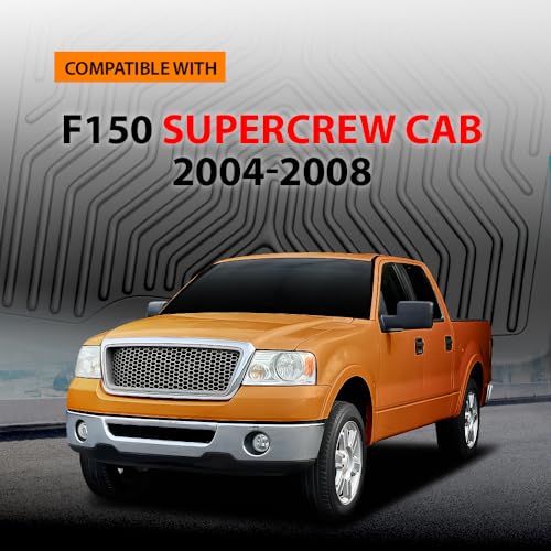 G-PLUS Floor Mats 3PCS Compatible with Ford F150 SuperCrew Cab 2004 2005 2006 2007 2008 1st & 2nd Row All Weather Protection TPE Floor Liners Black - size: 2004-2008|Fit Ford F150 SuperCrew Cab|3Pcs