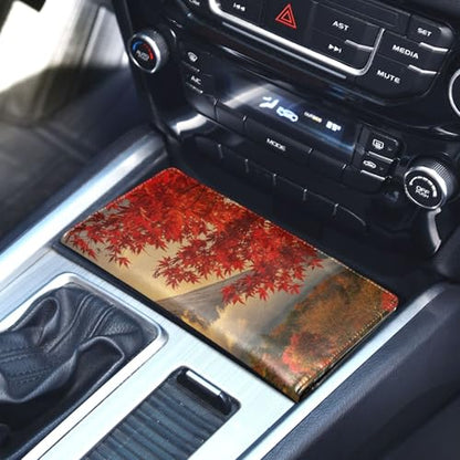 linqin Car Registration and Insurance Card Holder, Fuji Moutain Glove Box Organizer Card Document Wallet - color: Fuji Moutain